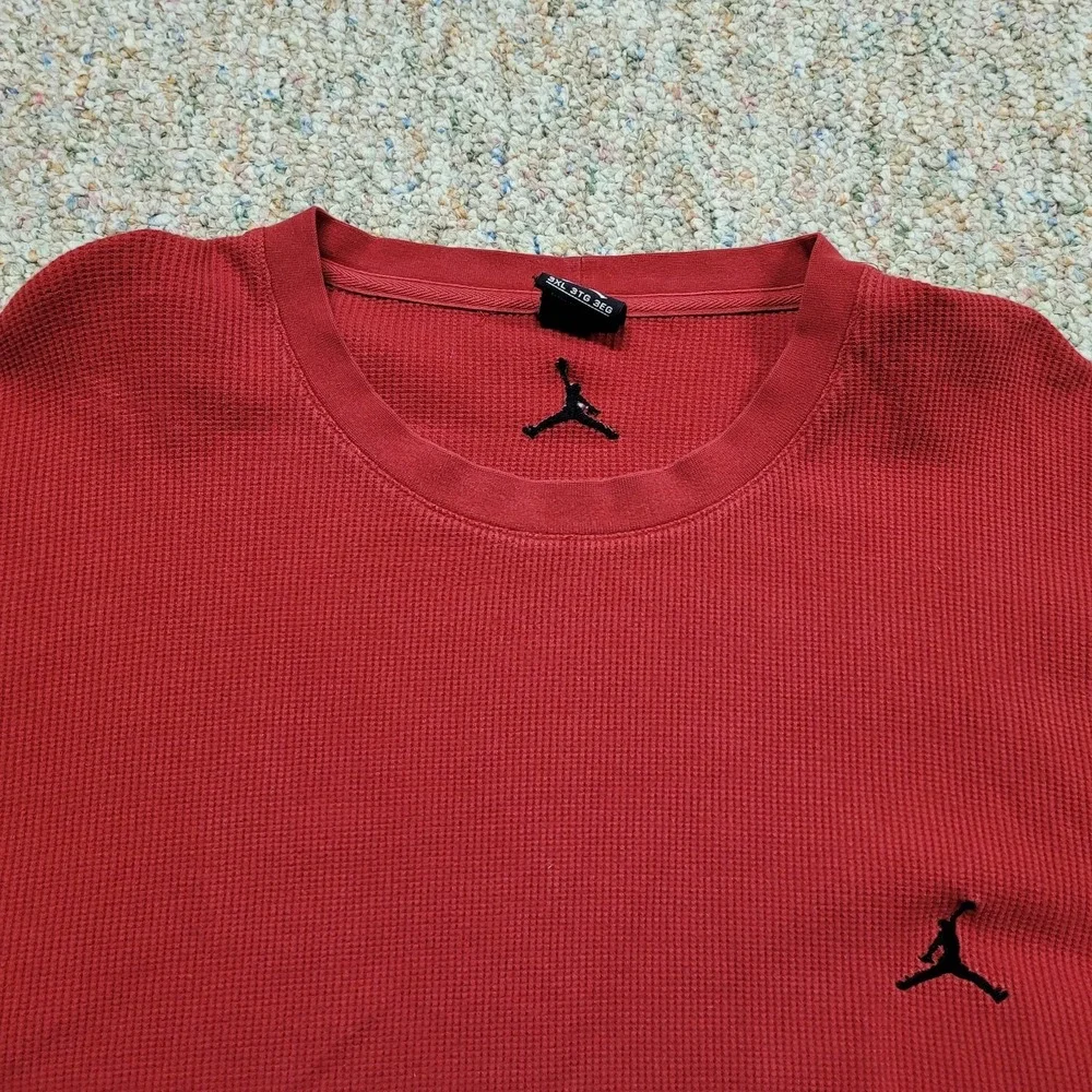 Nike Air Jordan Shirt Mens 3XL Red‎ Long Sleeve Waffle Knit Thermal Jumpman Logo